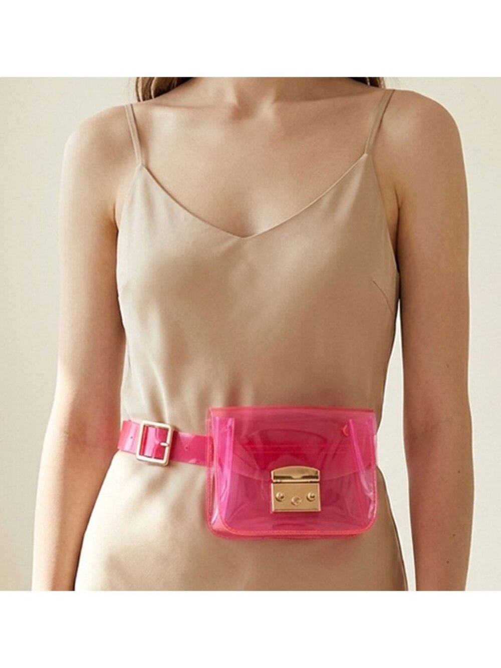 Tigerstars Pink Transparent Jelly Fanny Pack Crossbody Belt Bag